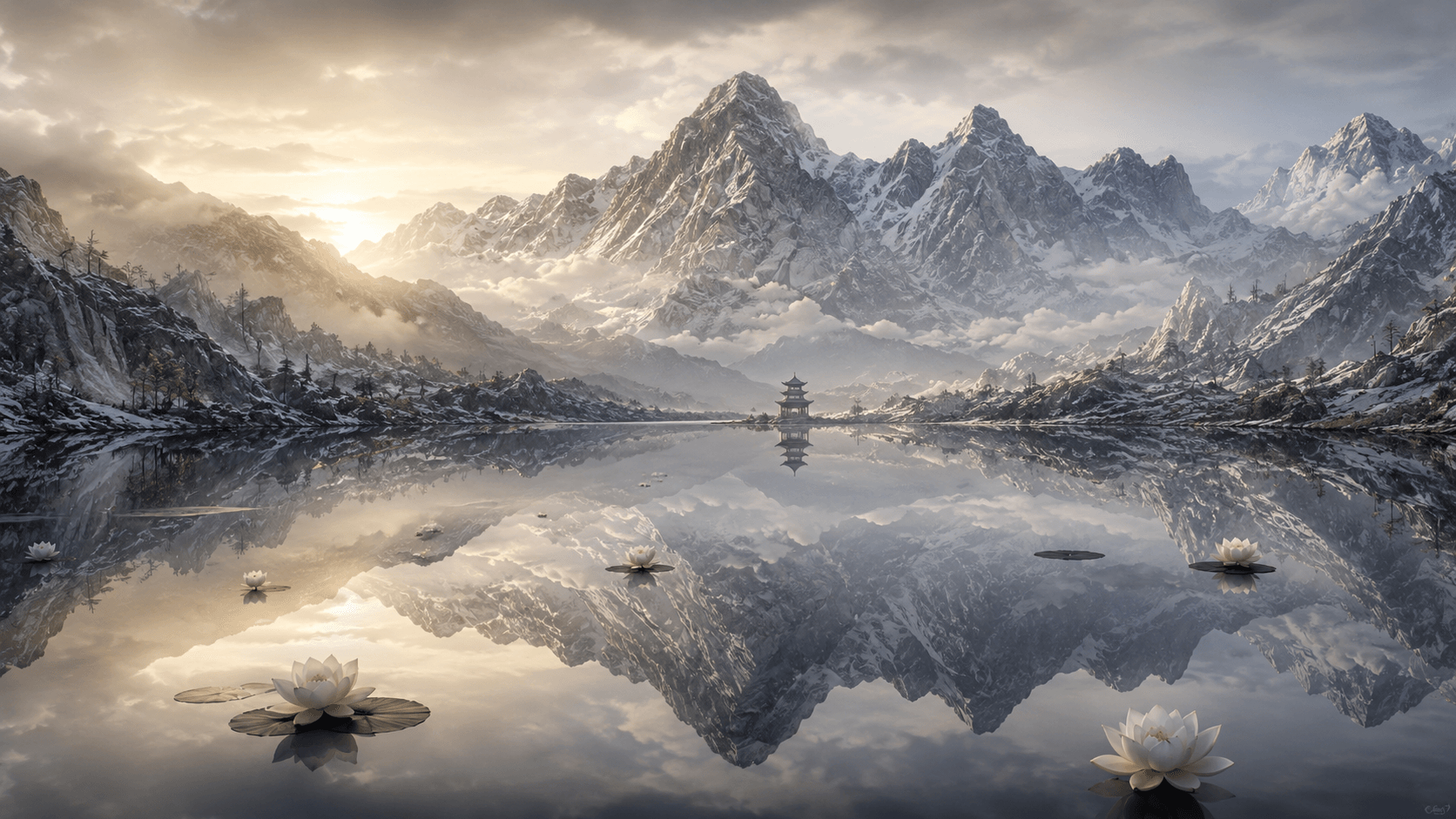 The Still Mirror — A lake at the roof of the world. The reflection meets your eyes back.