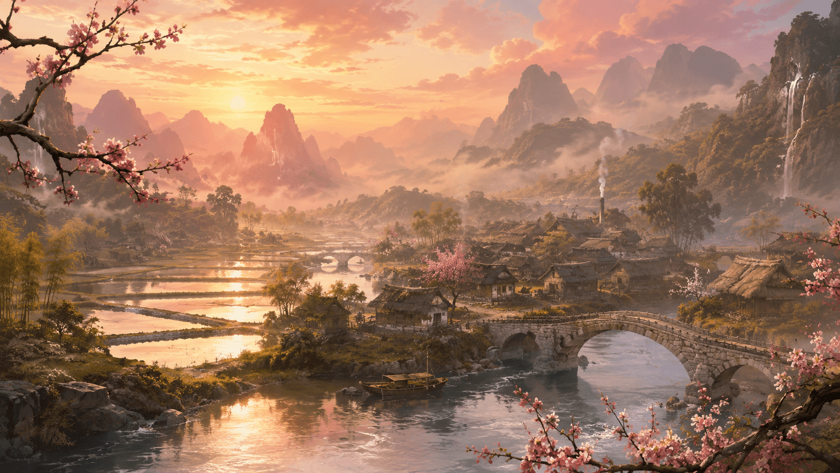 Liu Village: Thatched roofs and rice paddies. The first sword you swing is wooden.